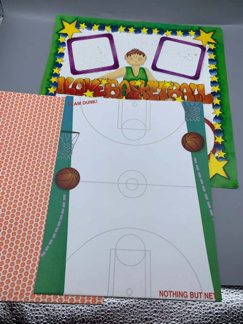 Assortment of Scrapbooking Paper-Stickers-Page Filler Shapes Basketball Themed